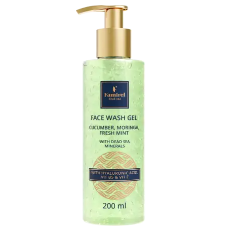  Гель для вмивання Famirel з екстрактами огірка, морінги, м'яти та гіалуроновою кислотою, 200мл