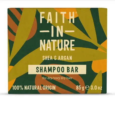 Faith in Nature Натуральний твердий шампунь із ши та арганою, 85 г