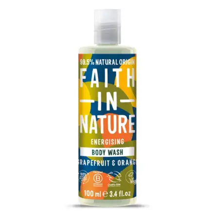 Faith in Nature Натуральний гель для душу з грейпфрутом та апельсином, дорожній формат 100 мл