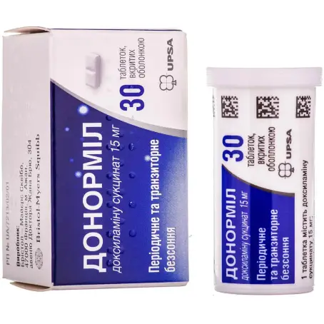 Донорміл таблетки вкриті оболонкою 15 мг туба №30