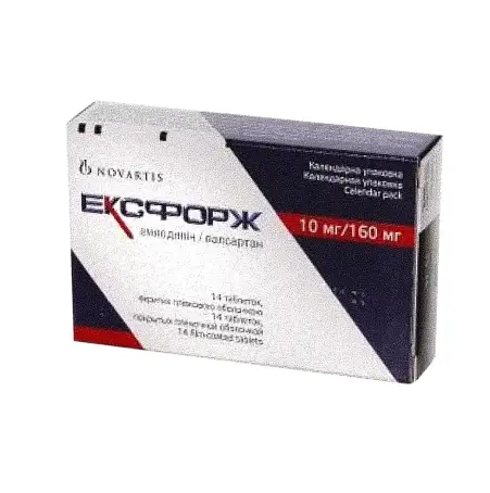 ЕКСФОРЖ таблетки вкриті плівковою оболонкою по 10 мг/160 мг №14