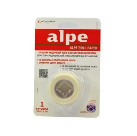 Пластырь медицинский Alpe на бумажной основе 2,5 см х 9,1 м, катушка, 1 шт