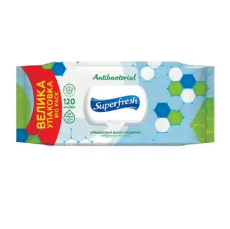 Серветки вологі Superfresh Антибактеріальні, з клапаном, 120 шт