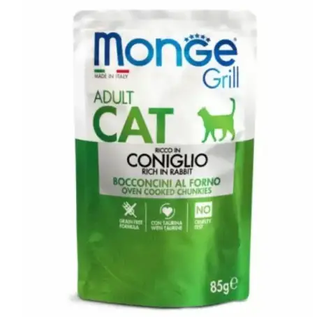 Влажный корм для кошек Monge Cat Grill кролик, 85 г