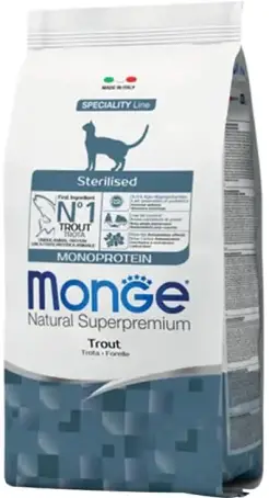 Корм для стерилизованых котов с форелью MONGE CAT MONOPROTEIN Sterilised 400 г