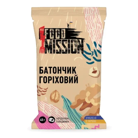 Батончик Food Mission Горіховий, 40 г
