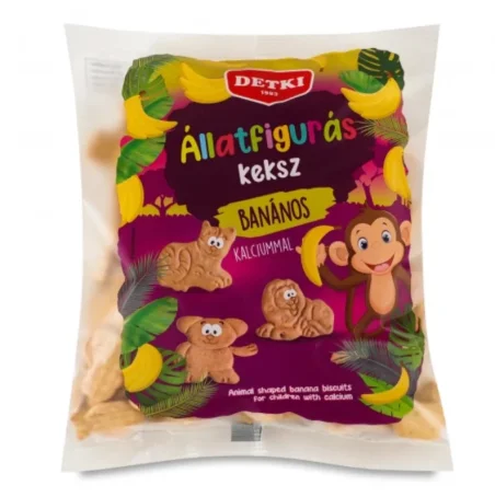 Печенье детское DETKI ÁLLATFIGURÁS keksz Зоологическое с бананом, 160 г