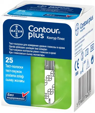Тест-смужка для глюкометра Контур Плюс (Contour plus), 25 шт
