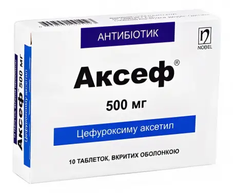 Аксеф таблетки вкриті оболонкою 500 мг №10