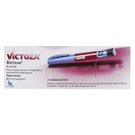 Віктоза розчин для ін'єкцій 6 мг/мл картридж вкладений в шприц-ручку 3 мл №2