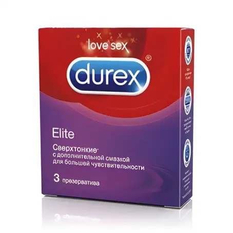 Презервативы Durex (Дюрекс) Elite особенно тонкие, 3 шт.