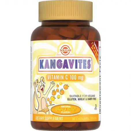 Солгар Кангавітес із вітаміном C таблетки зі смаком апельсина по 100 мг, 90 шт.