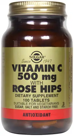 Солгар Витамин C 500 мг и шиповник в таблетках, 100 шт.