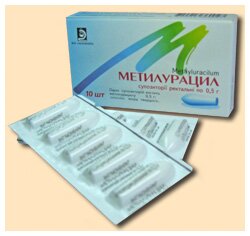 Метилурацил суппозитории ректальные по 500 мг, 10 шт.