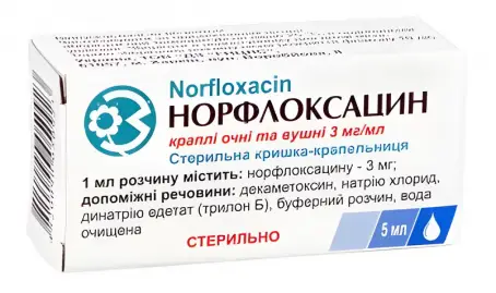 НОРФЛОКСАЦИН 0,3% 5 мл р-р (кап. глаз./ушн.) фл.