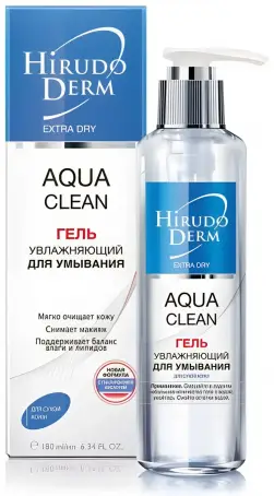 Hirudo Derm Aqua Clean увлажняющий гель для умывания, 180 мл