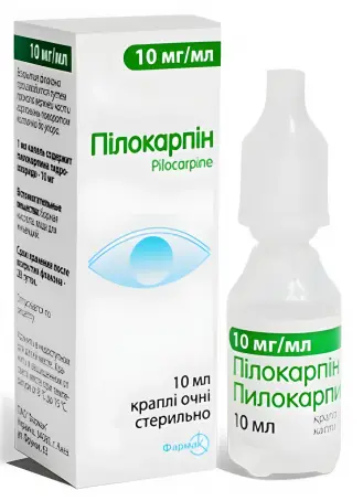 Пилокарпіна 10 мг/мл 5 мл краплі очні флакон-краплі