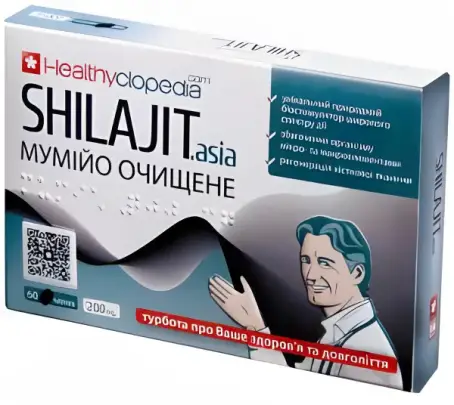 Мумие очищенное Shilajit asia таблетки по 200 мг, 60 шт.