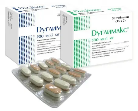 Дуглимакс 500 мг/1 мг №60 таблетки