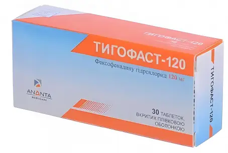 Тигофаст 120 мг №30 таблетки - Артура Фармасьютікалз Пвт. Лтд., Індія