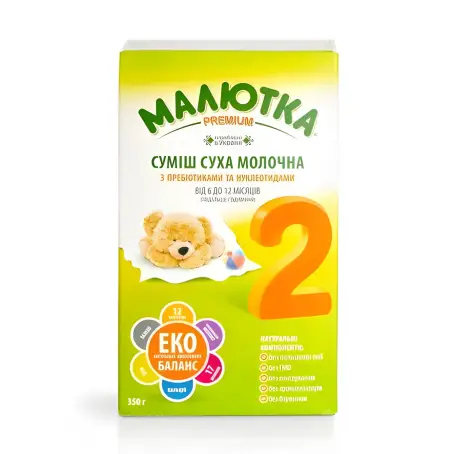 СУМІШ МОЛОЧН. МАЛЮТКА РREMIUM 2 з пребіот. та нуклеот. 6-12 міс. 350 г