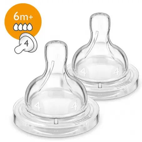 Соска силіконова Philips Avent Classic+ SCF634/27, 4 отвори, від 6 місяців, 2 шт