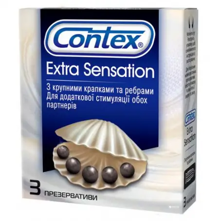 Презервативы Contex (Контекс) Extra Sensation рельефные с крупными точками для дополнительного стимулирования, 3 шт.