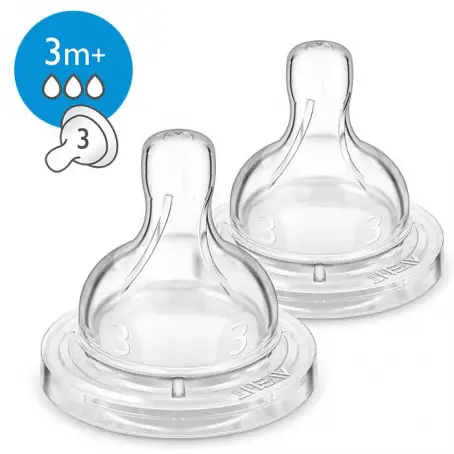 Соска силіконова Philips Avent Classic+ SCF633/27, 3 отвори, від 3 місяців, 2 шт