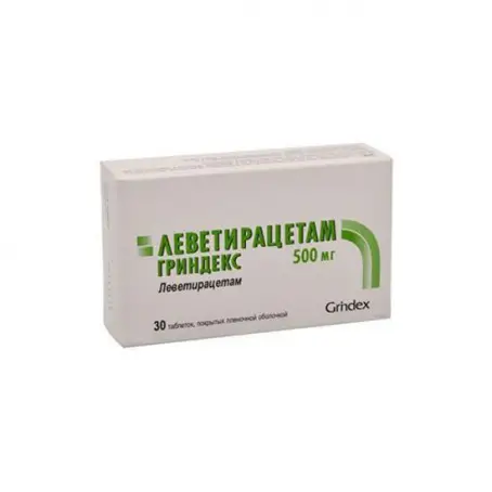 Леветирацетам Гриндекс 500 мг №30 таблетки