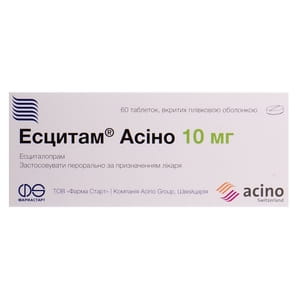 Эсцитам Асино таблетки от депрессии по 10 мг, 60 шт.