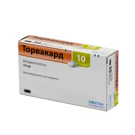 Торвакард Кристал 10 мг №30 таблетки
