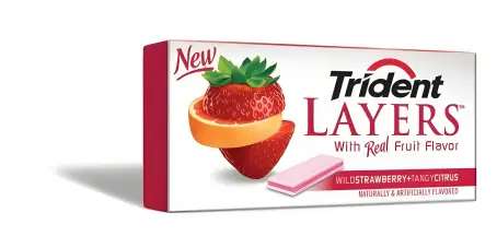 ЖУВ. ГУМКА TRIDENT layers wild strawberry & tangy citrus