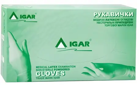 IGAR перчатки смотровые латексные нестерильные припудренные размер L (8-9)