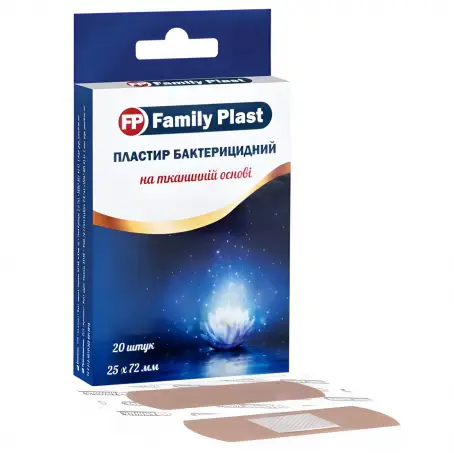 Пластырь FP Family Plast 25ммх72мм №20 бактерицидный на тканевой основе