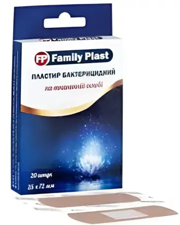Лейкопластир FP Family Plast 25ммх72мм бактерицидний на тканинній основі