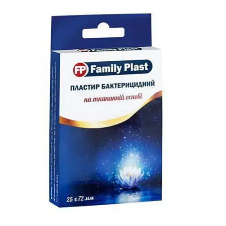 Лейкопластир бактерицидний FP Family Plast на тканинній основі еластичний 25ммх72мм №300