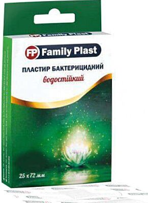 Пластырь FP Family Plast 25х72мм №300 бактерицидный водостойкий прозрачный