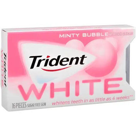 ЖУВ. ГУМКА TRIDENT minty bubble white gum