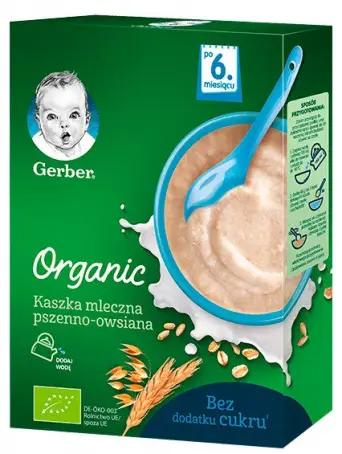 КАША Б/МОЛОЧН. GERBER Organic Пшенично-Овсяная с ванил. вкус. с 6 мес. 240 г