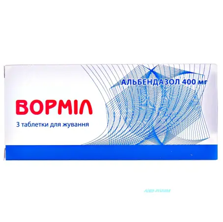 Вормил таблетки жевательные 400 мг блистер №3