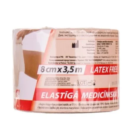 Бинт еластичний  Lauma Latex Free медичний, високої розтяжності розмір 3,5 м х 8 см