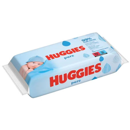 Серветки вологі Huggies Pure дитячі, для новонароджених, 56 шт