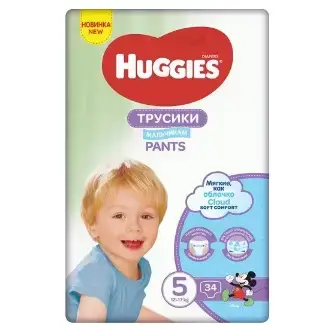 Підгузки-трусики Huggies Pants дитячі, для хлопчиків, розмір 5, 12-17 кг, 34 шт