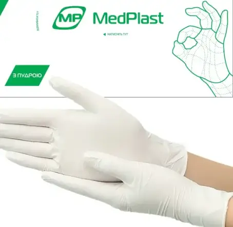 РУКАВИЧКИ ОГЛЯД. MP MEDPLASTр.M латекс. н/стер. припудр.