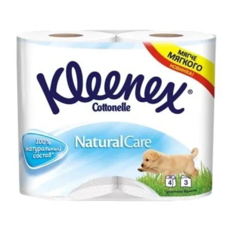 Туалетний папір Kleenex Cottonelle Natural Care 3-шарова, 4 штуки