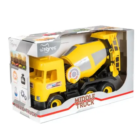 Игрушка Авто "Middle truck" Бетоносмеситель (желтый) в коробке