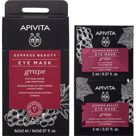 Маска для кожи вокруг глаз Apivita Express Beauty Против морщин с виноградом, 2 шт по 2 мл