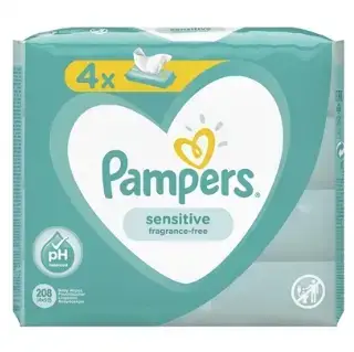Серветки вологі Pampers Sensitive дитячі, 208 шт (4 x 52 шт)
