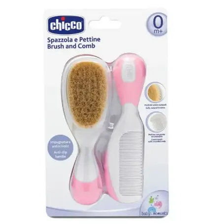 Набір Chicco щітка натуральна + гребінець, від 0 до 12 місяців