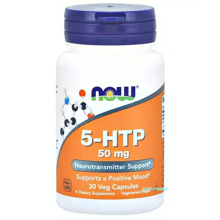 5-HTP, 5-гидрокситриптофан, Now Foods, 50 мг, 30 вегетарианских капсул